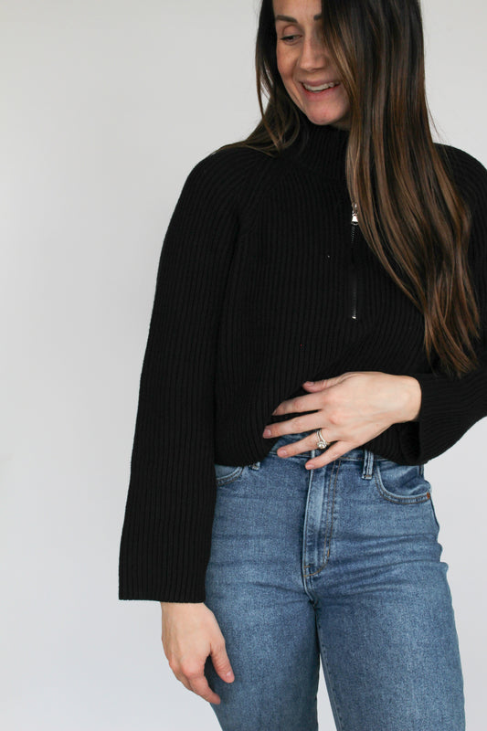 Hey Bestie Half-Zip Sweater