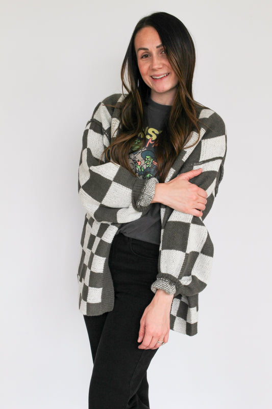 Sloane Oversized Checker Cardigan