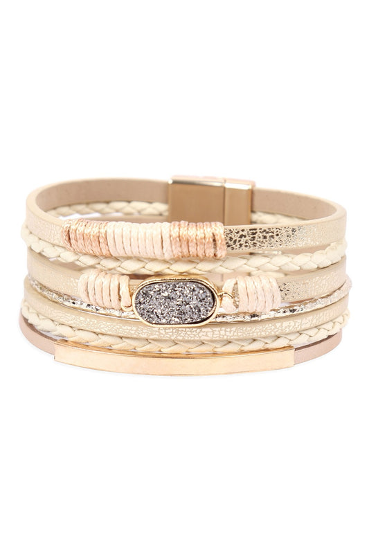 Multilayer with Stone Magnetic Bracelet